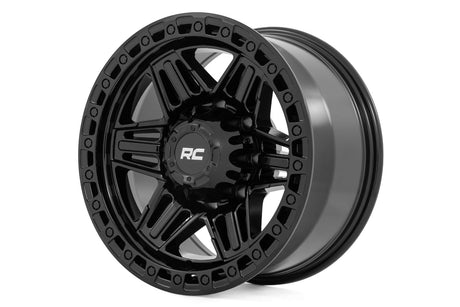 76 Series Wheel Simulated Beadlock Gloss Black 17x9 6x5.5 -12mm Rough Country