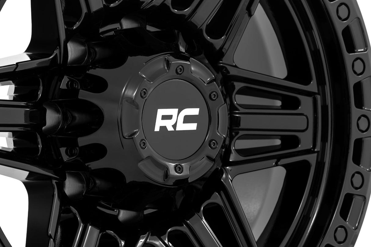76 Series Wheel Simulated Beadlock Gloss Black 17x9 5x5 -12mm Rough Country