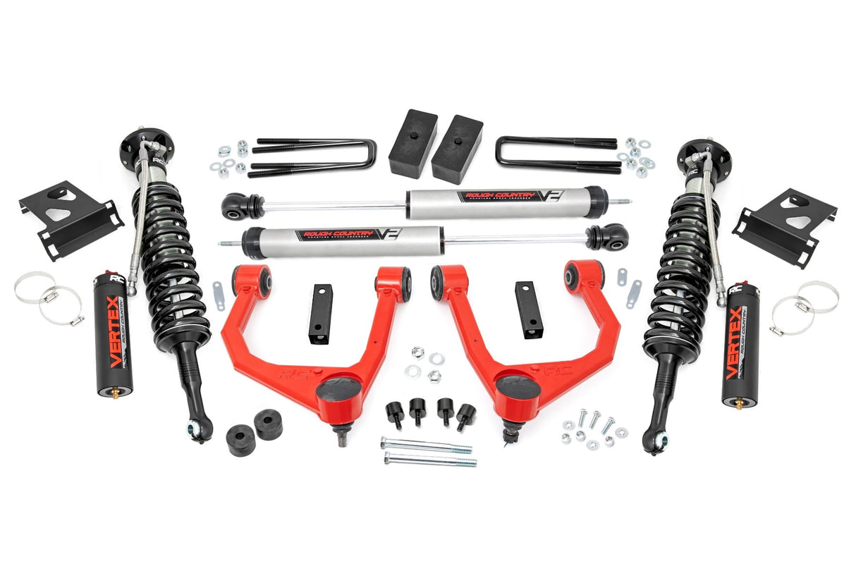 3.5 Inch Lift Kit Vertex/V2 Red Toyota Tundra 4WD (2007-2021) Rough Country