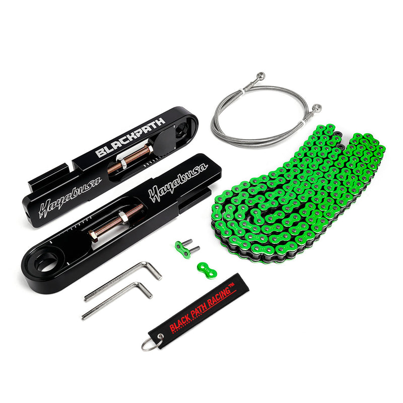 2008-2019 Suzuki Hayabusa GSX1300R 5-9" Swingarm Extensions with Brake Hose and Chain