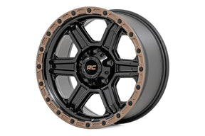 79 Series Wheel One-Piece Semi Gloss Black w/Bronze Ring 18x9 6x135 0mm Rough Country