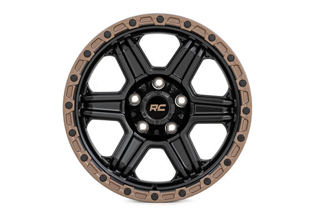 79 Series Wheel One-Piece Semi Gloss Black w/Bronze Ring 18x9 6x135 0mm Rough Country