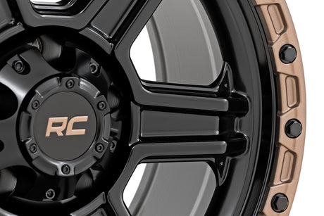 79 Series Wheel One-Piece Semi Gloss Black w/Bronze Ring 18x9 6x5.5 -12mm Rough Country