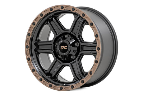 79 Series Wheel One-Piece Semi Gloss Black w/Bronze Ring 18x9 5x5 -12mm Rough Country