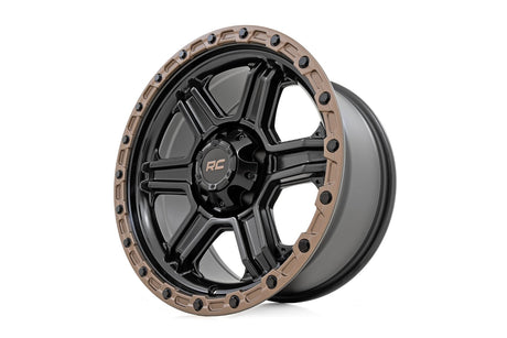 79 Series Wheel One-Piece Semi Gloss Black w/Bronze Ring 18x9 5x5 -12mm Rough Country