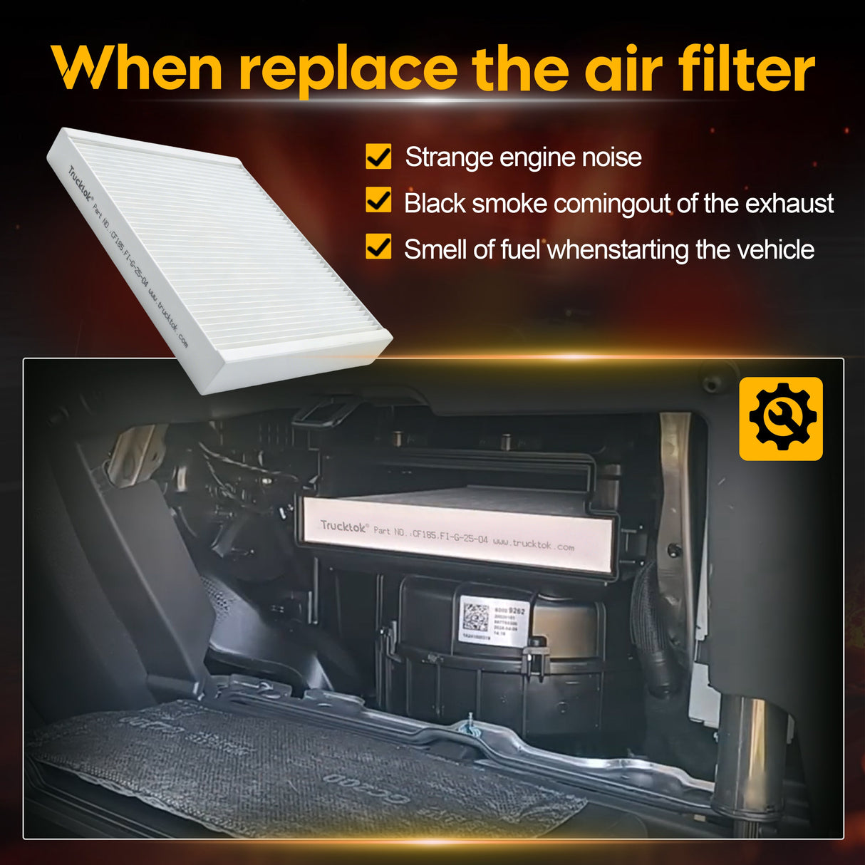 Trucktok 2020-2026 Silverado Sierra Cabin Air Filter Replaces CF185 TruckTok