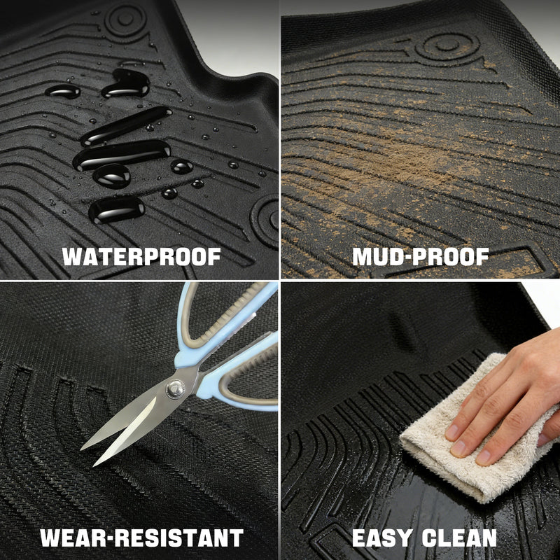 Trucktok Silverado Sierra 2019-2025 1500 & 2020-2025 2500HD 3500HD Crew Cab All-Weather TPE Floor Mats TruckTok