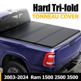 Trucktok 2003-2024 Dodge Ram 1500 2500 3500 6.4FT Hard Tri-Fold Tonneau Cover Truck Bed TruckTok