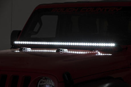 LED Light Kit Cowl Mount 50 Inch Spectrum Single Row Jeep Gladiator JT/Wrangler JL (18-26) Rough Country