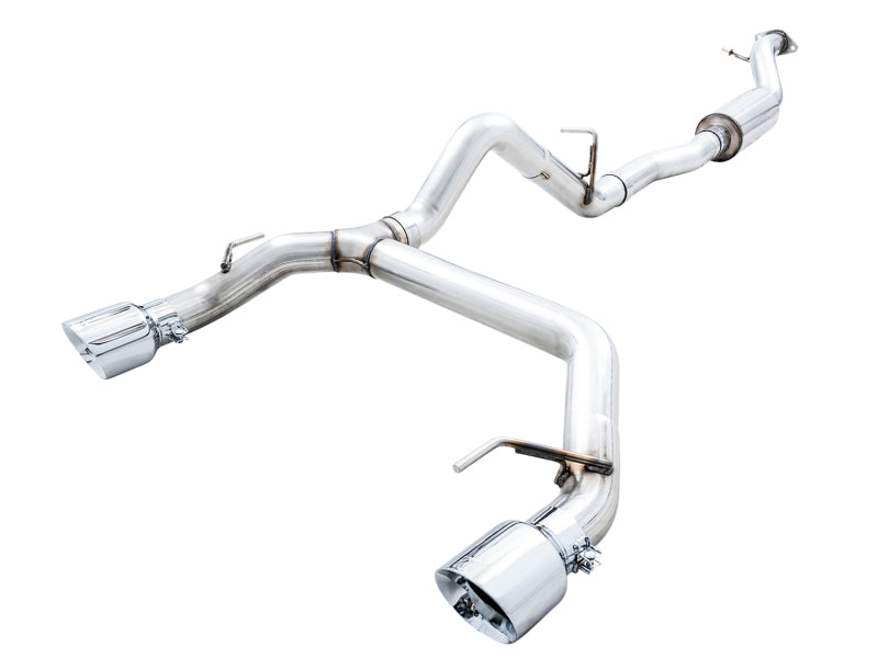 AWE Tuning 0FG Dual Rear Exit Exhaust with Chrome Silver Tips and BashGuard | 2021+ Ford Bronco
