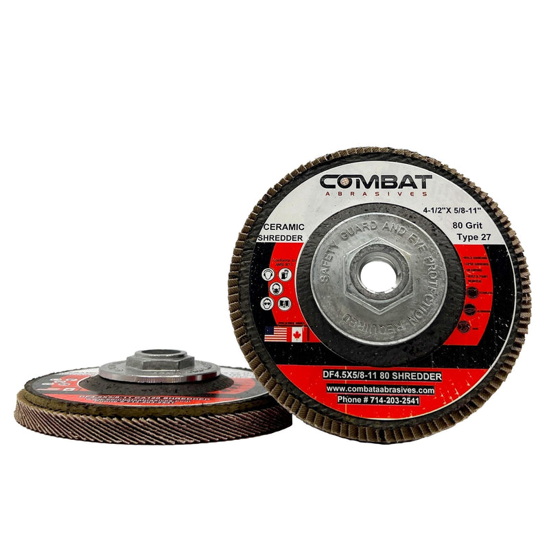 Ceramic Shredder Flap Discs 4-1⁄2" x 5/8-11" With Hub (Type 29)