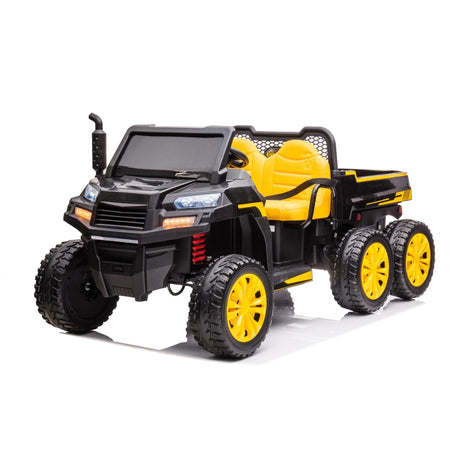 24V 6 Wheeler Magic Cars Tractor Trailer 2 Seater Ride-on with Dump Cart and Parental Remote