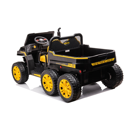 24V 6 Wheeler Magic Cars Tractor Trailer 2 Seater Ride-on with Dump Cart and Parental Remote