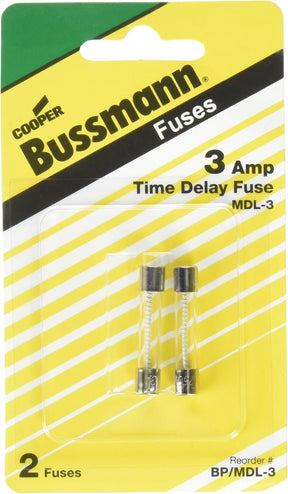 Bussmann BP/MDL-3 3 Amp Time Delay Glass Tube Fuse (2 PACK) TekShack