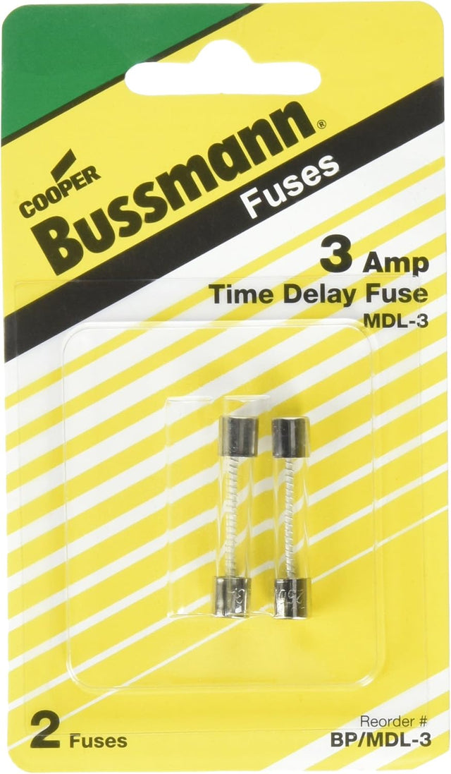 Bussmann BP/MDL-3 3 Amp Time Delay Glass Tube Fuse (2 PACK) TekShack