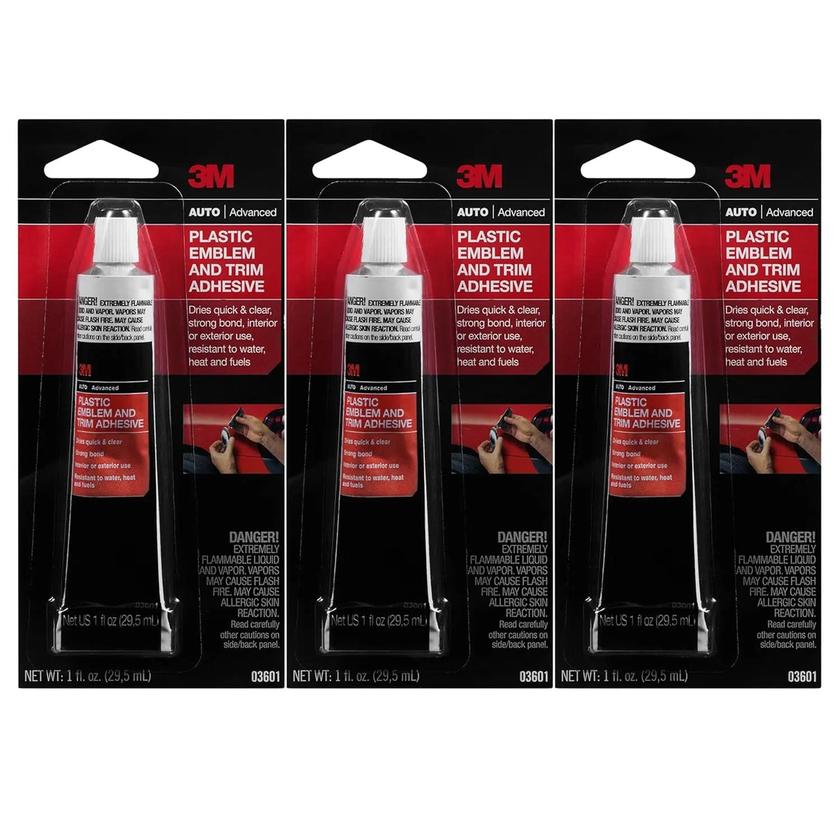 3M Plastic Emblem and Trim Adhesive for Auto Clear 03601 3 Each