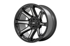 81 Series Wheel One-Piece Semi Gloss Black w/machined spokes 20x9 8x180 0mm Rough Country