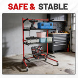 Rolling 3 Shelf Auto Body Parts Storage Rack Steel Red
