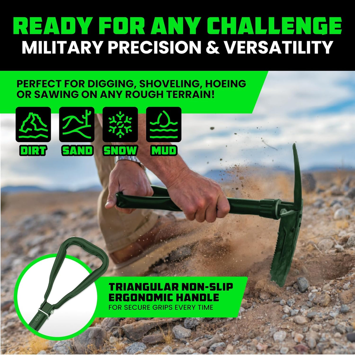 Folding Survival Shovel w/ Pick