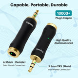1/8" to 1/4" - 3.5mm TRS Stereo Male to 6.35mm Female Adapter – Gold-Plated TekShack