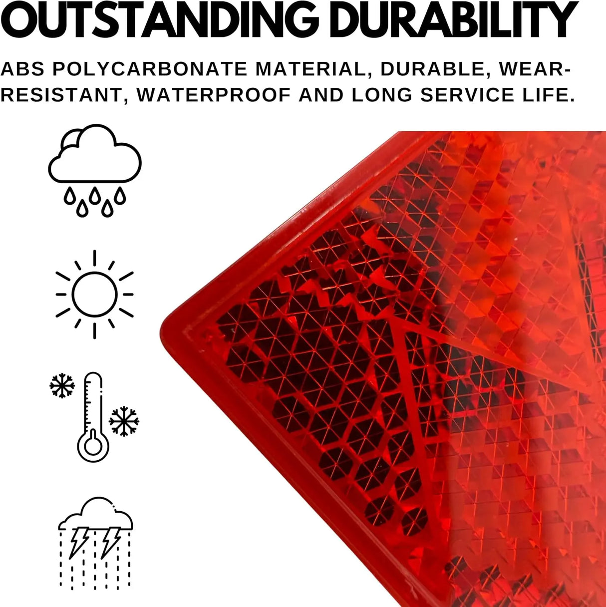 All Star Truck Parts Rectangular Stick On Reflector Red 2-Pack MTRF1301