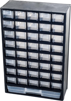 Storage Bin with Drawers - 41-Drawer Plastic Tool Organizer TekShack