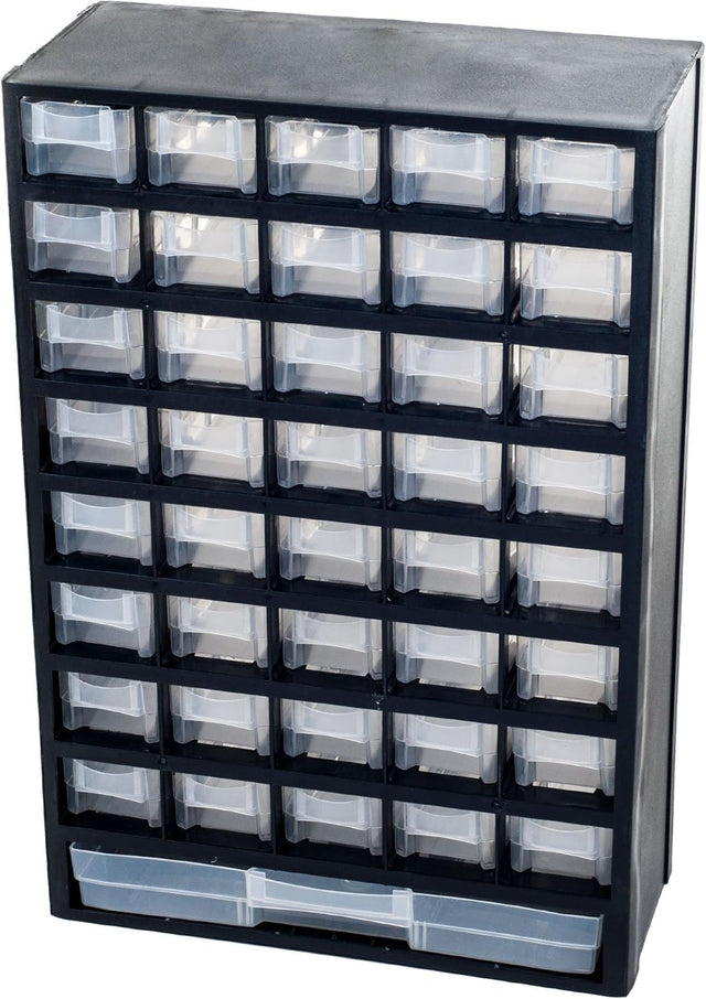 Storage Bin with Drawers - 41-Drawer Plastic Tool Organizer TekShack