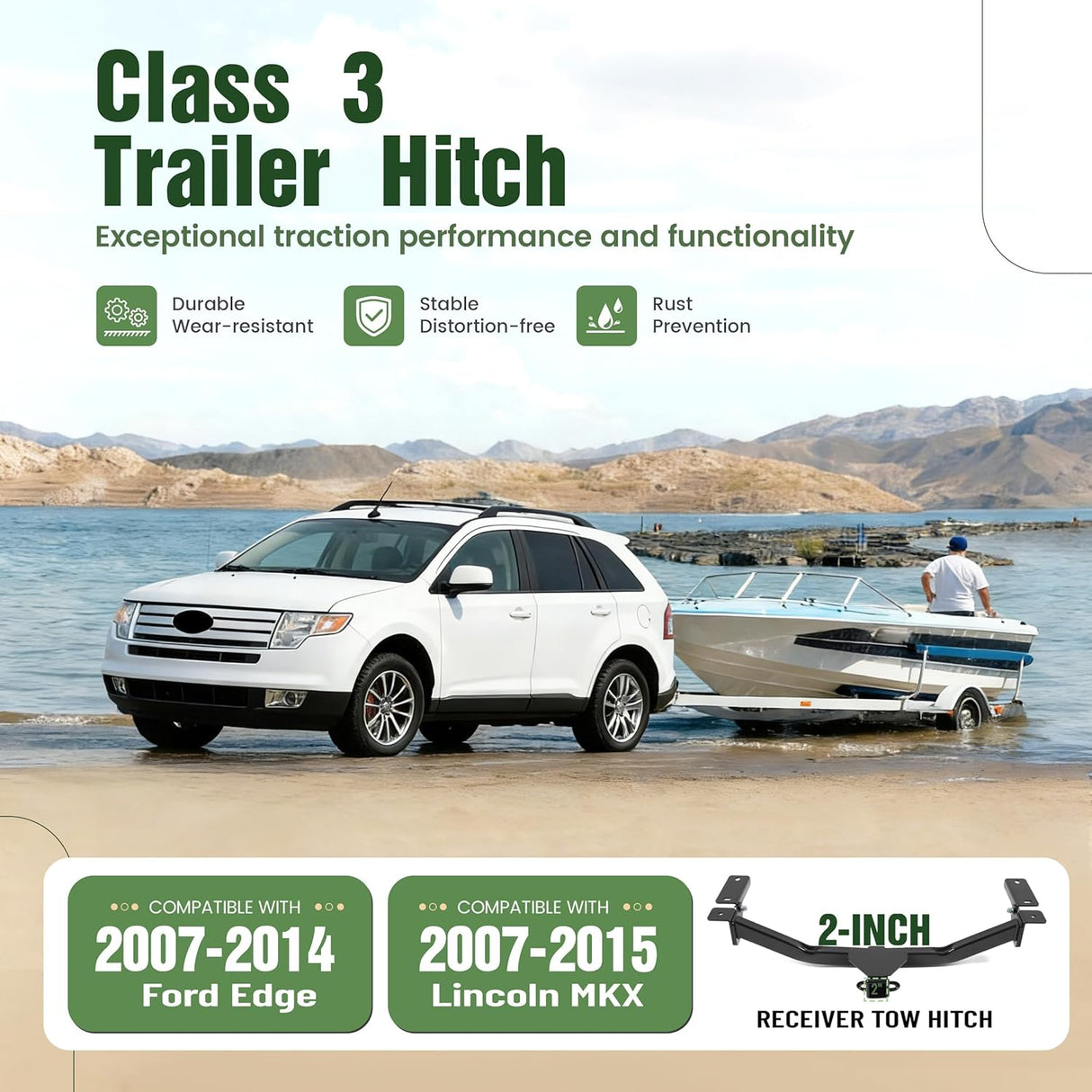 2 Inch Class 3 Trailer Hitch Receiver Ford Edge Lincoln MKX