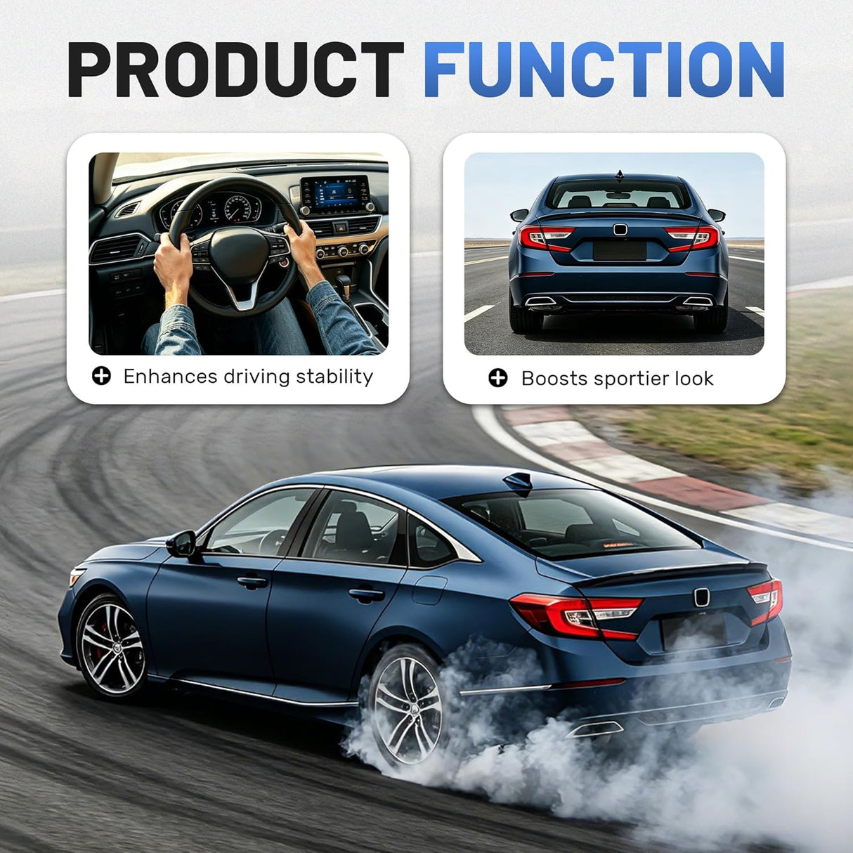 High-Kick Duckbill Rear Trunk Spoiler Wing 2018-2022 Sedan Glossy Black