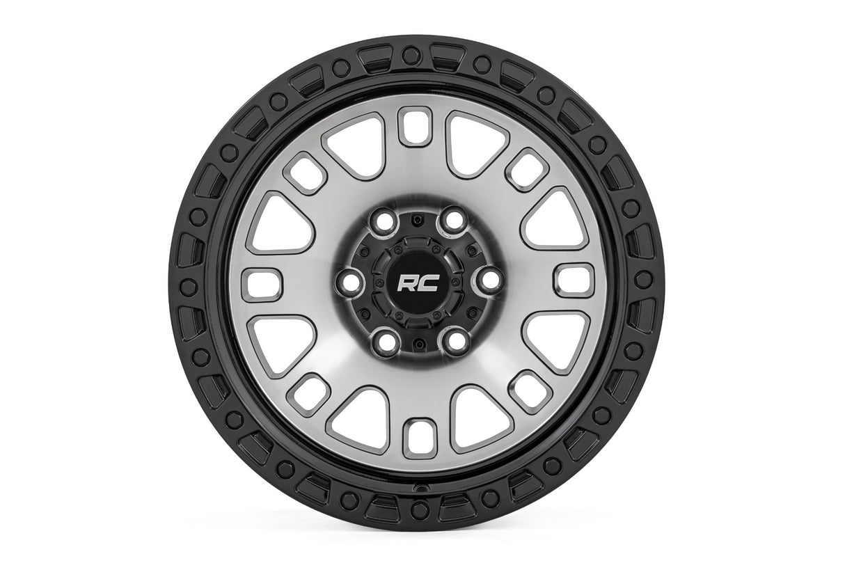 82 Series Wheel One-Piece Machined Semi Gloss Black 17x9 5x4.5 -12mm Rough Country