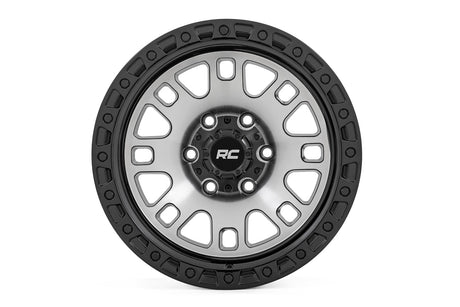 82 Series Wheel One-Piece Machined Semi Gloss Black 17x9 5x4.5 -12mm Rough Country
