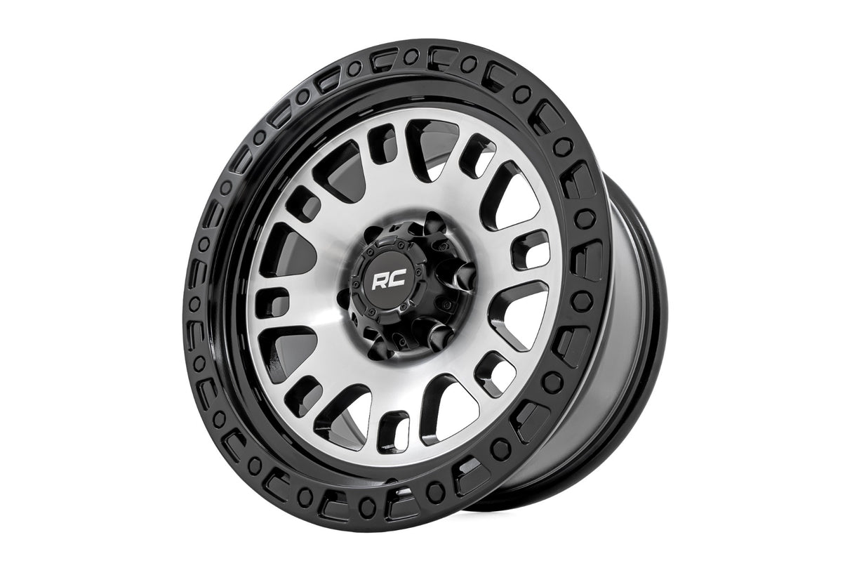 82 Series Wheel One-Piece Machined Semi Gloss Black 17x9 5x4.5 -12mm Rough Country