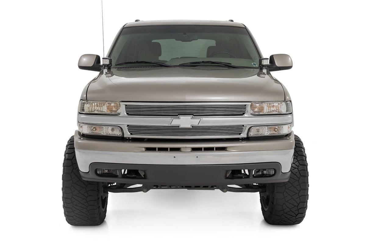 LED Light Kit Ditch Mount 2 Inch Black Pair Amber DRL Chevy Silverado 1500 (99-06) Rough Country