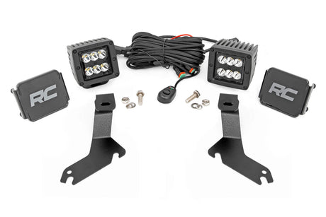 LED Light Kit Ditch Mount 2 Inch Black Pair Spot Chevy Silverado 1500 (99-06)/Tahoe (00-06) Rough Country
