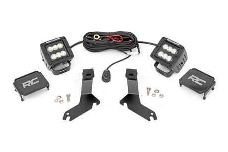 LED Light Kit Ditch Mount 2 Inch Black Pair Flood Chevy Silverado 1500 (99-06)/Tahoe (00-06) Rough Country