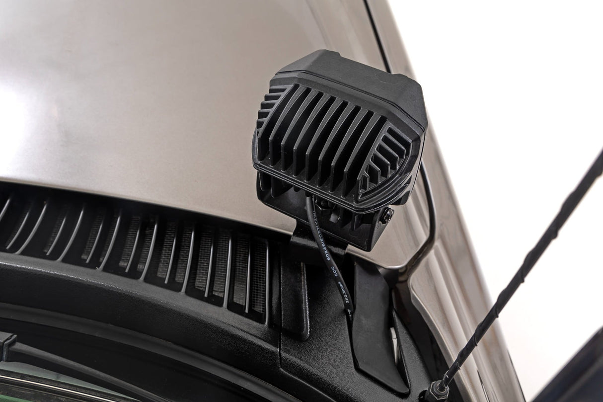 LED Light Kit Ditch Mount 2 Inch Black Pair White DRL Chevy Silverado 1500 (99-06) Rough Country