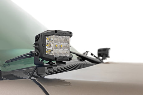 LED Light Kit Ditch Mount Black Series Round 3.5 Inch Amber DRL Chevy 1500 (99-06) Rough Country