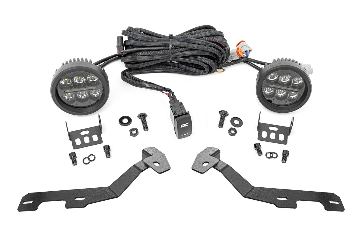 LED Light Kit Ditch Mount Black Series Round 3.5 Inch Amber DRL Ram 1500 (19-26) Rough Country