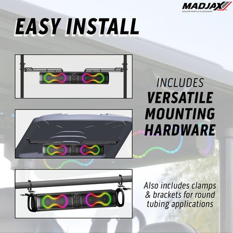 MadJax Decibel 26-Inch Golf Cart Soundbar with Bluetooth, RGB Lights & 500W Audio