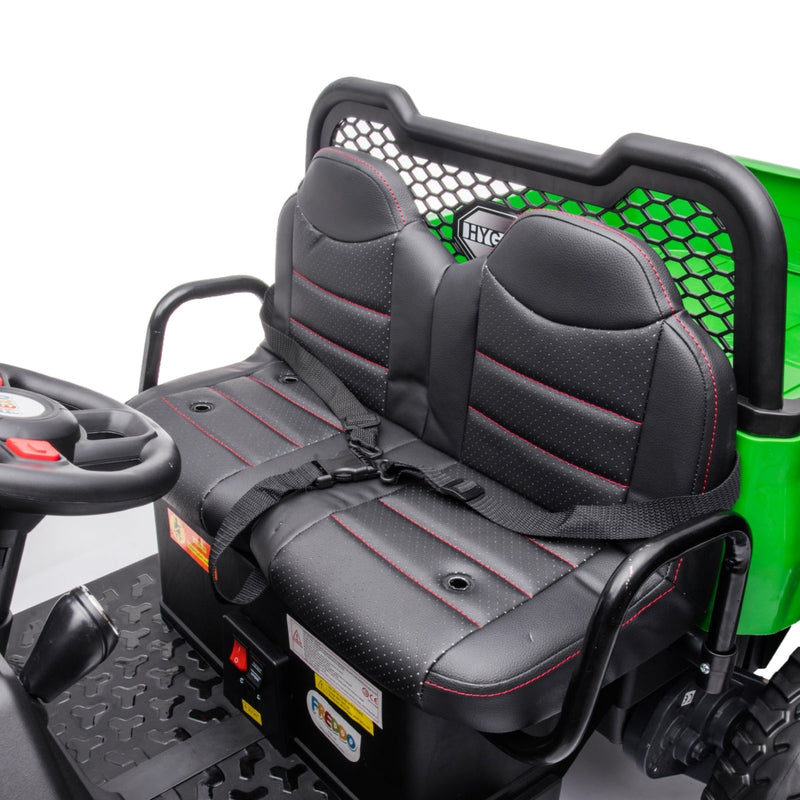 24V 6 Wheeler Magic Cars Tractor Trailer 2 Seater Ride-on with Dump Cart and Parental Remote