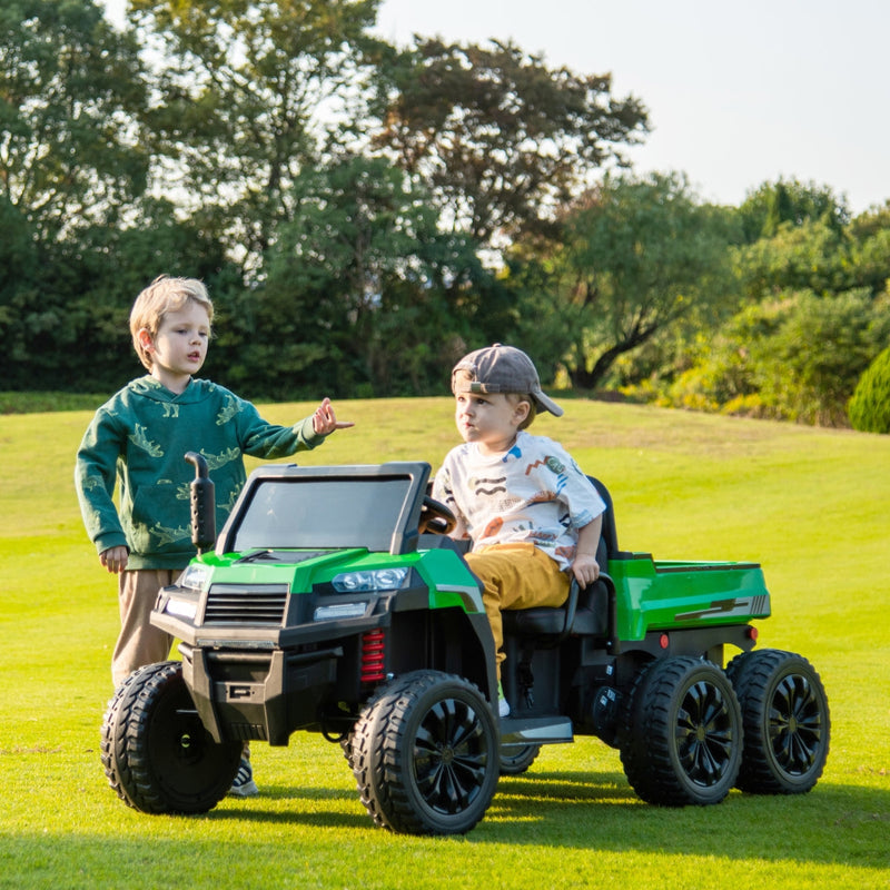 24V 6 Wheeler Magic Cars Tractor Trailer 2 Seater Ride-on with Dump Cart and Parental Remote