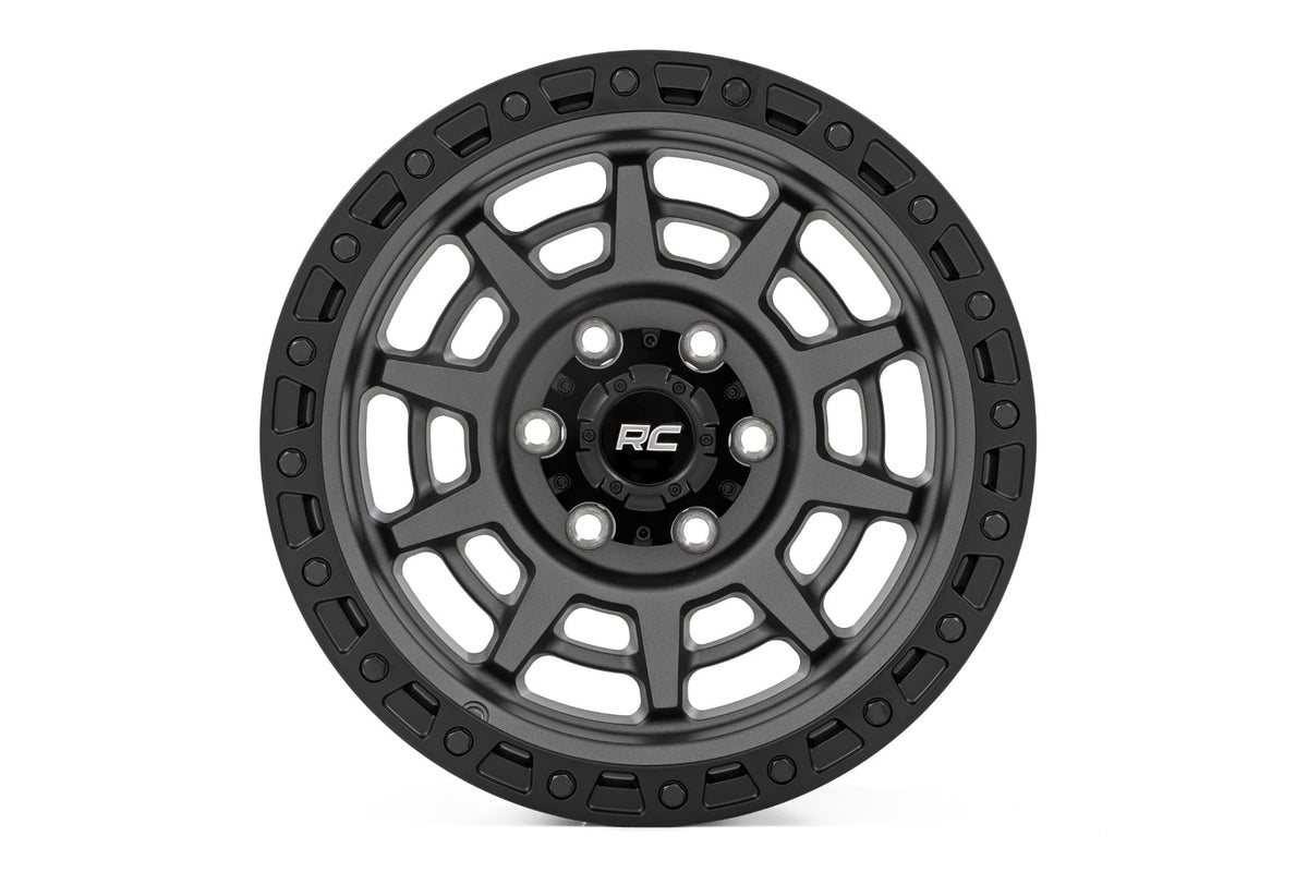 85 Series Wheel Simulated Beadlock Gunmetal Gray/Black 17x9 6x5.5 +25mm Rough Country