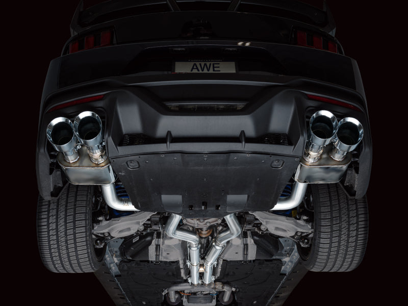 AWE 2024 Ford Mustang Dark Horse S650 RWD SwitchPath Catback Exhaust w/ Quad Chrome Silver Tips