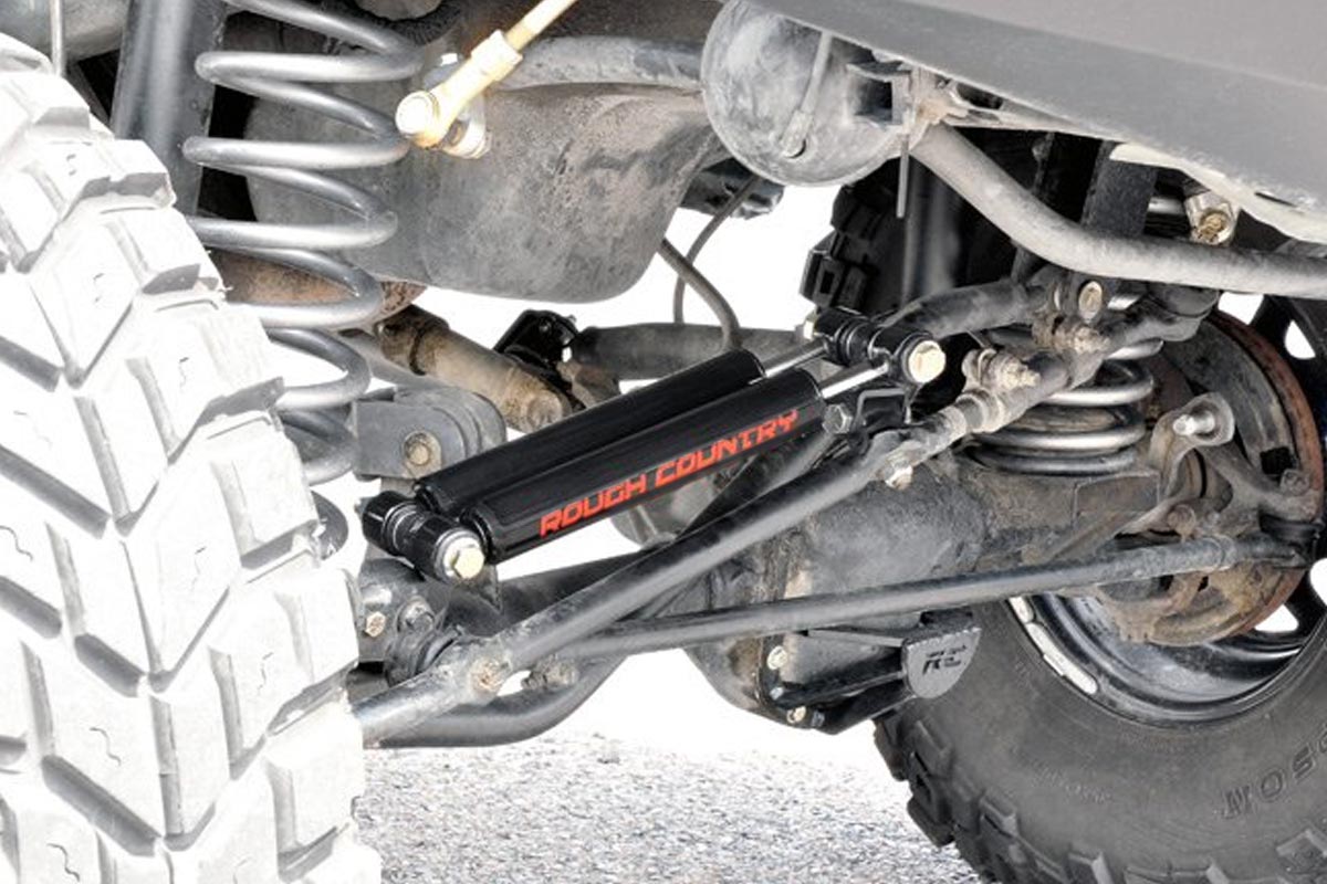 Dual Steering Stabilizer 2.5-6.5 Inch Lift Jeep Comanche MJ/Wrangler TJ/Wrangler Unlimited Rough Country