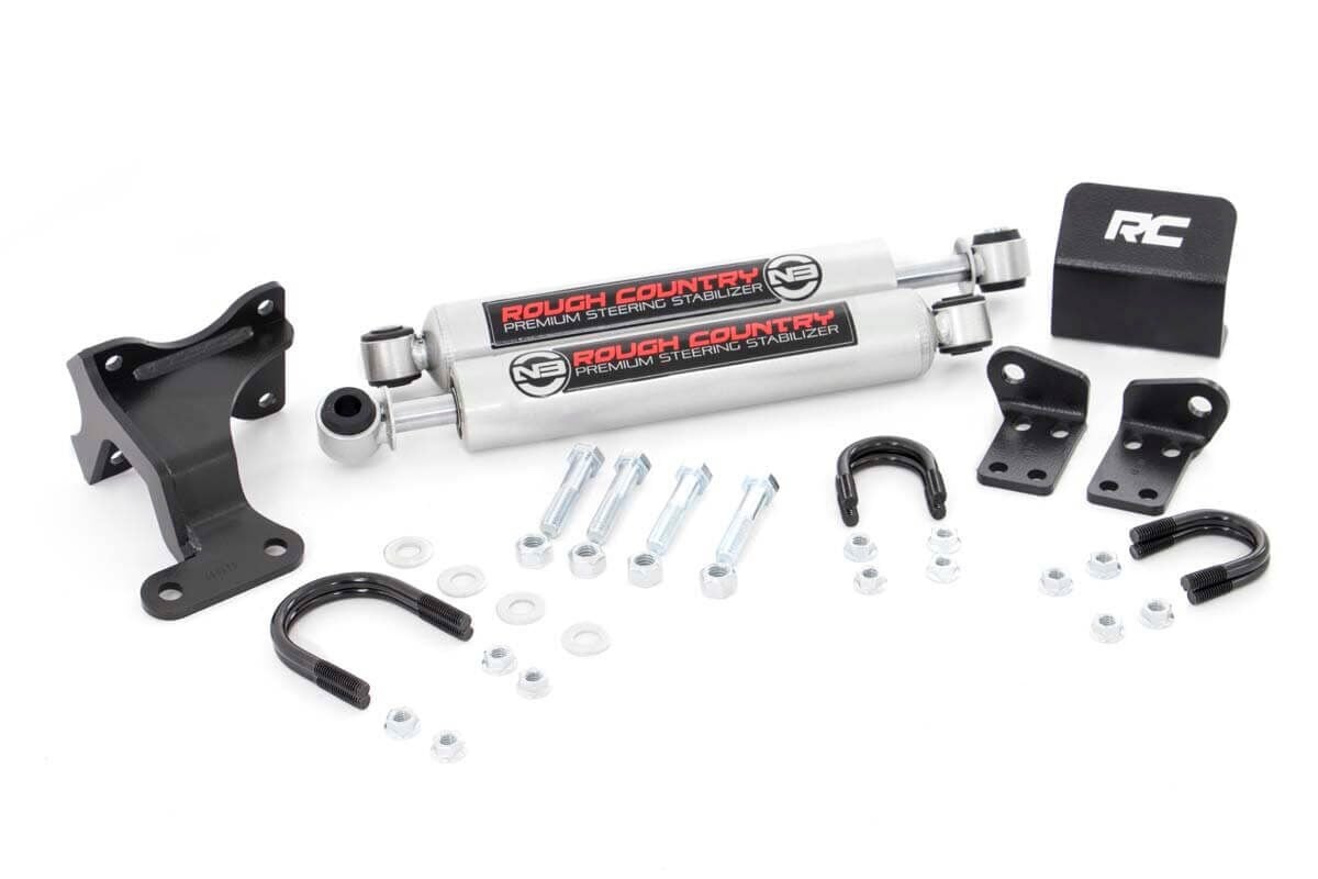 N3 Steering Stabilizer Dual 2-8 Inch Lift Jeep Wrangler JK/Wrangler Unlimited (07-18) Rough Country
