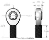 7/8"-7/8" 3-Piece Precision Heat Treated Chromoly Teflon and Kevlar Lined Left Hand Heim