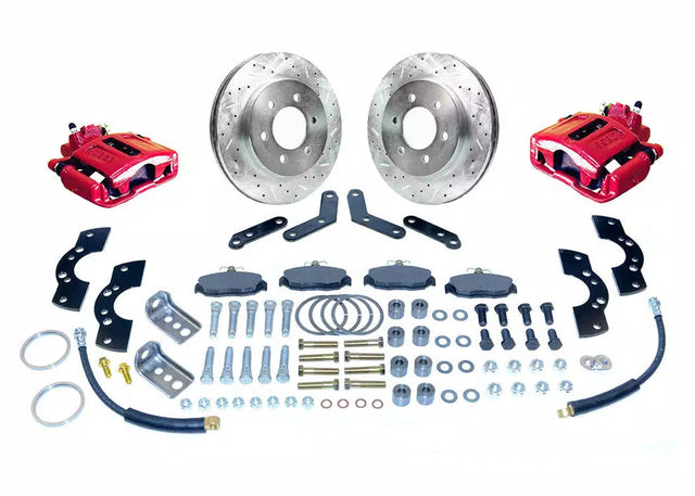 1978–1985 Ford Bronco or F-150 4WD Direct-Fit Rear Drum-to-Disc Brake Conversion Kit with DS Rotors – Red – A118R-DS SSBC-USA