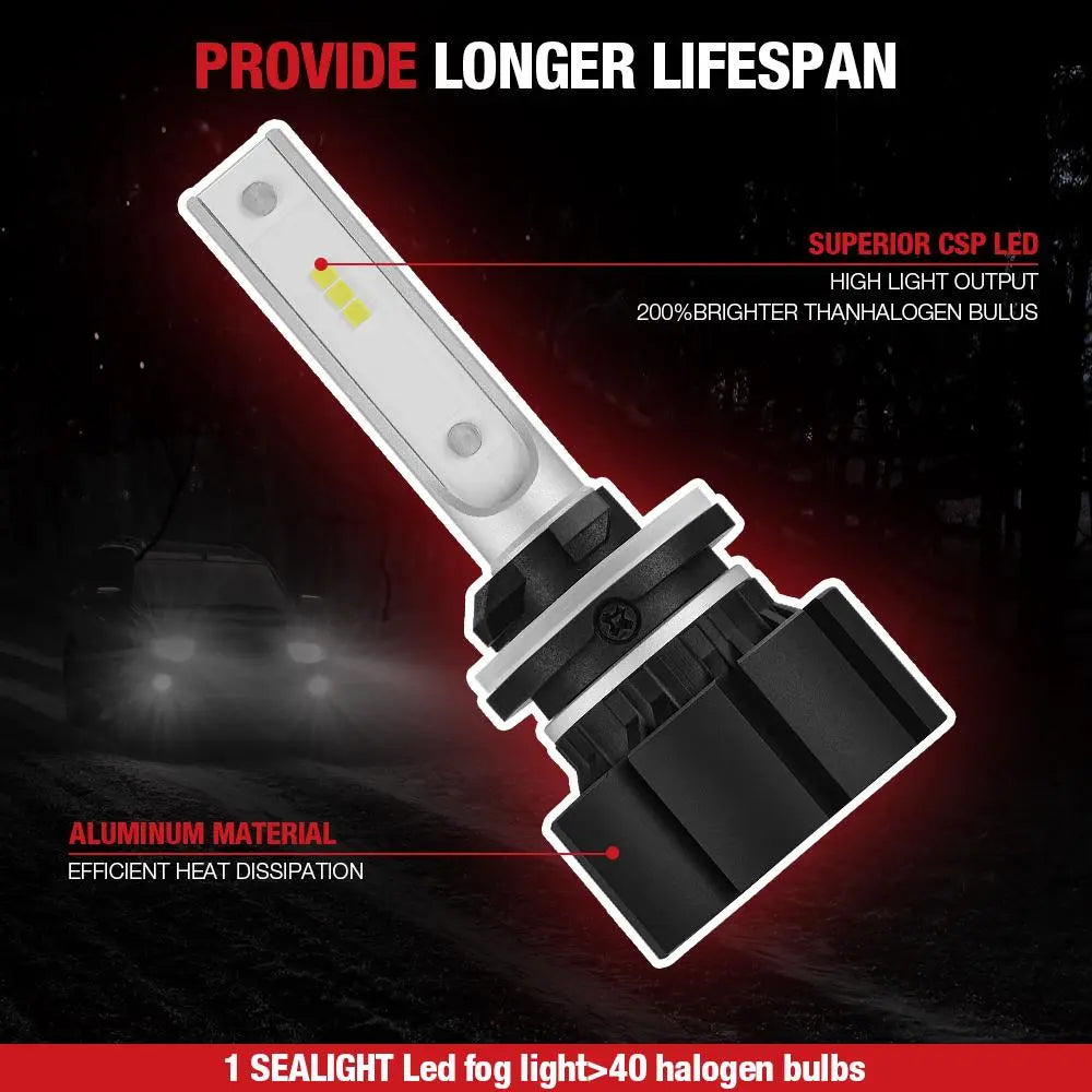XF1 880 6000K 6000LM LED Fog Light Bulbs White 2Pcs Flashark