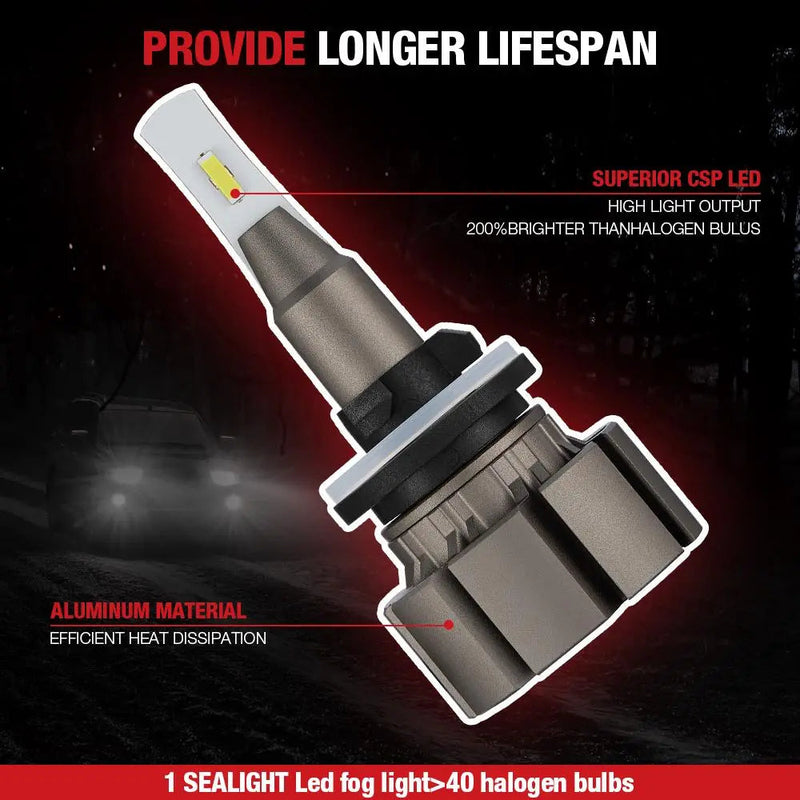 LF1 881 LED Fog Light Bulbs 6500K 5500LM 2Pcs Flashark