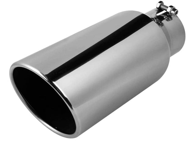 Rolled Angle Cut Exhaust Tip, Polished 304 Stainless, Bolt On, 4" Inlet, 7" Outlet, 18" Length, Universal ZZ Diesel